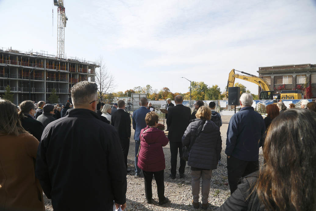 A photo from Vision SoHo Alliance groundbreaking ceremony in London Ontario. Hundreds of people gathered to witness and celebrate.